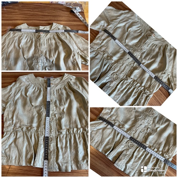 EFFETI MADA Beige/Taupe Summer Button Up Jacket 3/4 Sleeve Size L.  B002 - Picture 11 of 11
